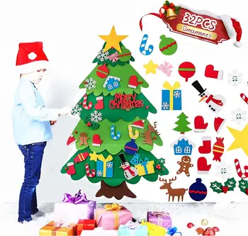 Vaikai Žaislų PASIDARYK pats Jaučiau, Kalėdų Eglutė Sienos Kabo Dirbtinės Kalėdų Medžio Sniego Ornamentu Naujųjų Metų Berniukų, Mergaičių Dovana 32Pcs Ormants