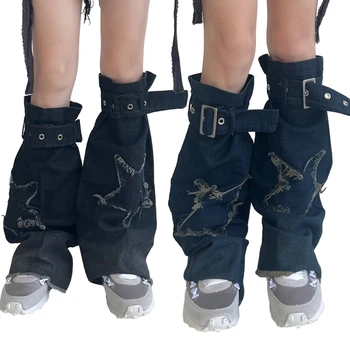 Y2K Streetwear Kojų Šildytuvus Moterų, Mergaičių, Punk Denims Ilgas Kojines Gotikos Harajuku Kojos Padengti Kojinės JK Vienodų Pėdų Apima