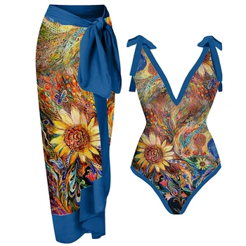 Paplūdimio Sporto maudymosi kostiumėlį Suknelė Spausdinti Plaukimo Bodysuit 2-Piece Moterų Nėriniai Kvėpuojantis Madinga Moteriška Priedai