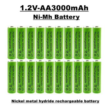 Naujas AA įkraunamos baterijos, 1.2V3000MAH, nikelio metalo hidrido baterijos, tinka nuotolinis valdymas, žaislai, laikrodžiai, radijo imtuvai, ir tt