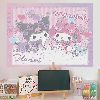 Sanrio Animacinių Filmų Plakatą, Sienų Lipdukai Mergina Kambario Dekoravimas Sienų Lipdukai Hello Kitty Kuromi Cinnamoroll Miegamojo Sienų Apdaila