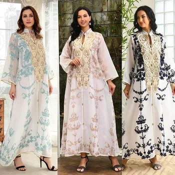 Naujas Stilius Musulmonų Moterys Ilgos Suknelės Siuvinėti Musulmonų Vakarinę Suknelę Ilgomis Rankovėmis Dubajaus Prabanga Suknelė Moterims Vakare Šalies Abaja