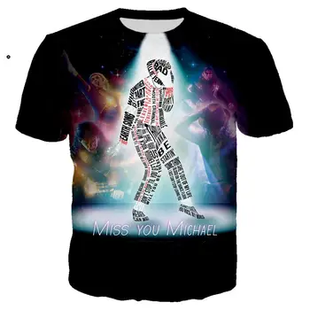 Roko Žvaigždė Michael Jackson 3D Atspausdintas T-shirt Vyrai Moterys Mados Atsitiktinis Streetwear Harajuku Stilius Negabaritinių Viršūnes Trumpas Rankovėmis Tee