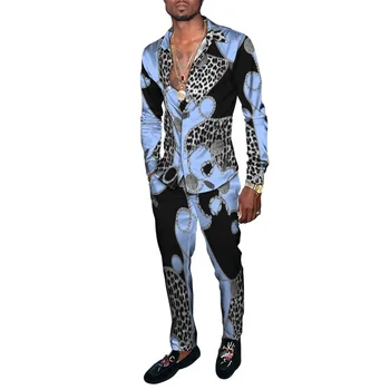 Vyriški Marškiniai, Kelnės 2vnt Rinkiniai Tendencija Sweatpants Vyrų Harajuku Drabužių Leopard Florial Spalvinga 3D Spausdinimo Tracksuit Plius Dydis 4XL