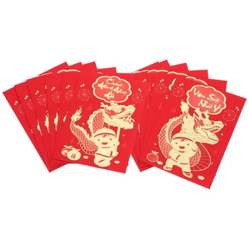 12 Vnt Kinų Naujieji Metai Voko Raudona Vokai Stiliaus Pinigų Maišas, Drakonas, Popieriaus Pakelių Dovanų