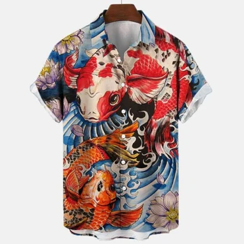 2023 Naujas Originalus Vyrų Marškinėliai Vasaros 3d Gyvūnų Spausdinti Havajų Marškinėliai Atsitiktinis Mygtuką Kaklo Laisvi Amerikos Mados Viršuje Palaidinė