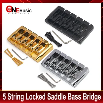 Vintage 5 String Užrakinta Balno Bass Tiltas 111x54MM Kūno Apačia Per String Tarpai 19MM Bass Fiksuotojo Tiltas Juoda/Auksinė/Chromo