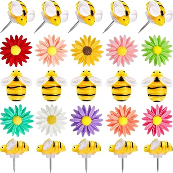 60Pcs Gėlių Smeigtukus Bitės Smeigtukus Mielas Dekoratyvinis Stumti Kaiščių Dėl Lenta,Corkboard,skelbimų Lenta,Namų Puošybai