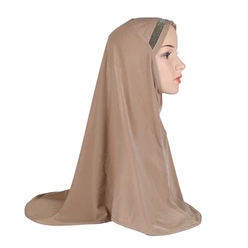 H063 Paauglių mergaičių vidutinio dydžio 75*65cm melstis, hijab musulmonų skarelė islamo skarelė skrybėlę amira traukti headwrap