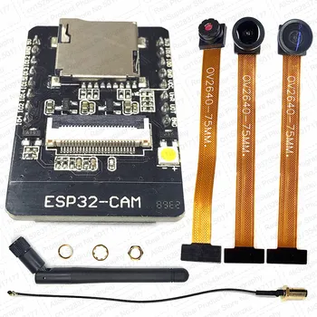 ESP32-CAM Pokyčius Valdybos OV2640 Kameros Modulis su 2.4 G WIFI 3dbi Antena Rinkinys 2MP, 66 120 160 Laipsnių 850nm 8MB PSRAM