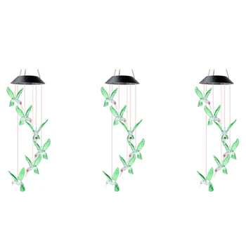 3X LED Saulės Vėjo Varpelių Lempa Paukštis Vėjo Varpelių Lempos Pakabukas Vėjo Varpelių Dekoratyvinės Lempos Spalva Keičiasi Lempos Saulės Lempa