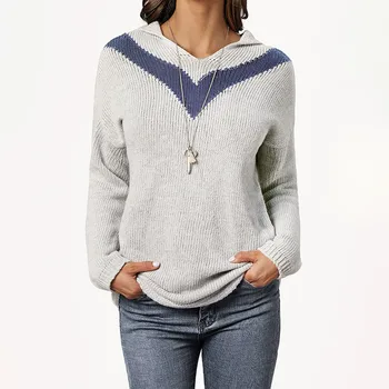 Pavasarį ir rudenį naujų gobtuvu trikotažas moterims laisvalaikio universalus laisvas megztinis (puloveris viršų