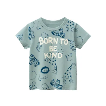 2023 Vasaros Nauja Vaikų Drabužių Medvilnės trumpomis Rankovėmis T-shirt Baby Boy Drabužius Gyvūnų Laišką Viršūnes Tee Marškinėliai Dropshipping