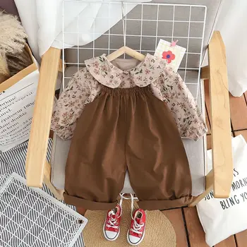 Mados mielas kūdikis mergina drabužių nustatyti dviejų dalių komplektas pilnas spausdinami modeliai su medvilnės chalatas vaikų drabužių rinkinys