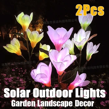 2vnt Lauke LED Saulės Žibintai Kiemas Vandeniui Villa Sodo Kraštovaizdžio Puošmena Vejos Grindų Dangos Magnolia Gėlių Lempos