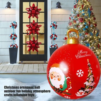 60CM Kalėdų Pripučiamas Kamuolys PVC Pripučiama Žaislas Kamuolys atsparus Universalus Veranda Kiemas Papuošalai
