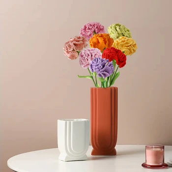 Mezgimo Modeliavimas Kūrybos Puokštė Gėlių Namų Puošybai Rankų darbo 25 × 6 × 25 Cm, 25 × 3 × 25 Cm, Apipinti Gvazdikai 1pc