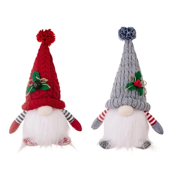 Kalėdų Ornamentu Megzti Skrybėlę Apšviestas Rudolph Lėlės Beveidis Gnome Lėlės Kalėdų Dekoravimo Reikmenys Lengva Naudoti Raudona