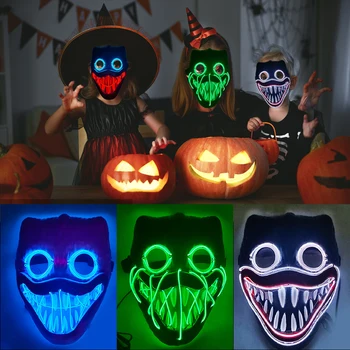LED Helovinas Žėrintis Kaukė Led Kaukė Šalies Masque Maskuotis Kaukės Neon Maske Šviesa šviečia Tamsoje Siaubo Rekvizitai Šalies Kostiumas