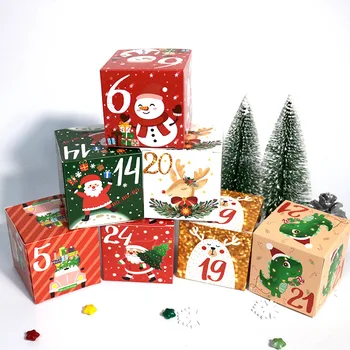 24Pcs Kalėdinis Advento Kalendorius Dovanų Dėžutėje Kraftpopieris Candy, Slapukus, Lauke Vaikai Naujųjų Metų Šaliai Dovana Džiaugtis Navidad 2023 Kalėdų Dekoro