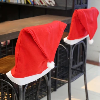 Kalėdų Senelio Kepurę Kėdė Padengti Neaustinis Audinys Virtuvės Kėdės Dekoro Minkštas Raudonos Naujųjų Metų Šalies Prekių