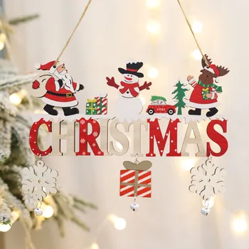 Kalėdų Medinių Durų Kabo Oranments Sienos Kalėdos Linksmų Kalėdų Dekoro Namų 2023 Laimingų Naujųjų Metų Naviidad Kalėdų Medžio Karolius