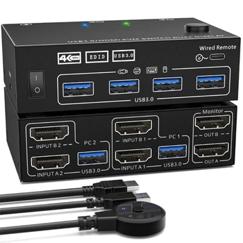 Universalus USB3.0 Aukštos Port KVM Switcher Palaiko Įvairias Rezoliucijas