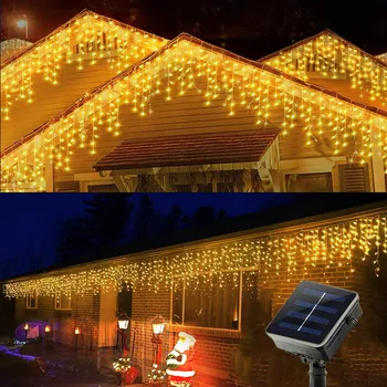 1pc LED lauko saulės ledo juostelės šviesos, 4m/13.1FT96LED 8 režimai, saulės vandeniui styginių šviesos, Kalėdų sodas, terasa, kiemelis