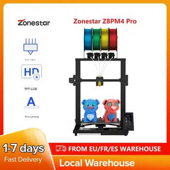 ZONESTAR Z8PM4 PRO FDM 3D Spausdintuvą ,4 in1 out Spalvų Maišymas,Auto Lyginimas,32Bit Plokštės,LCD Ekranas,Atviro kodo,300mmx300mmx400mm