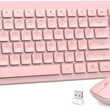 Wireless Keyboard Mouse Combo, Ultra-Slim USB Klaviatūra Silent Pelės Rinkinys, Vandens Nuleisti Keycaps, 12 Nuorodas, 2.4 GHz, Belaidis