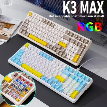 K3 MAX Mechaninė Klaviatūra RGB Apšvietimas Žaidėjus Klaviatūra USB Klaviatūros Šviesos 19 Šviesos Efektai rusijos E-Sporto Kompiuteris