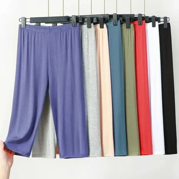 XL-8XL Moterų Sleepwear Ziajać Atsitiktinis Palaidų Pajama Kelnes 2023 Homewear 3/4 Ilgio Nuosėdos Kelnės Miega Pižamos Moterų Pantal