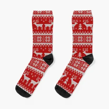 Megzti skandinavijos ornamentu su elnių. Kojinės kojinės estetinės dovanos vyrams retro