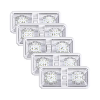 RV Salono Apšvietimas 640 Liumenų, RV LED Lubų Dvigubo Kupolo Šviesos Jungiklis Automobilio/RV/Priekabos/Camper/Valtis, 48 LED 5 Pack