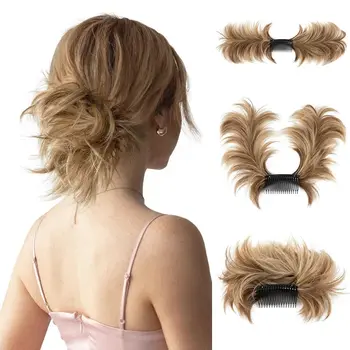 Sintetinių Įrašą-iš Vieno Gabalo Plaukų Bun Baltųjų Moterų Nepatogus plaukai surišti į uodegą Hairpieces su Šukos įrašą plaukų priauginimas žmonių plaukų
