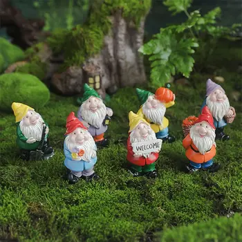 2 Vnt Spalvotų Mini Gnome Figūrėlės Micro Kraštovaizdžio Darbastalio Apdaila Animacinių Filmų Nykštukai Statuette Pasakų Sodas Moss Terariumai