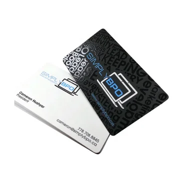 shenzhen užsakymą juoda balta 3d įspaudų logotipas iškėlė spausdinimo vietoje uv kreidinio popieriaus kortelės, vizitinės kortelės uv