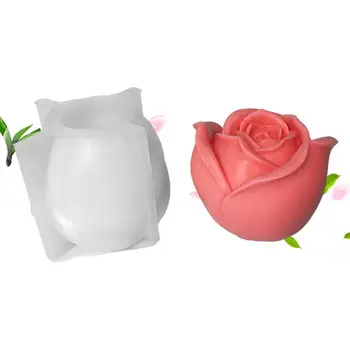 Rose Pelėsių Silikono Rose Šokolado Pelėsių 3D Dervos Betono Meno Amatų Reikmenys Žydi Gėlė Silikoninė Minkštas Pelėsių Gėlių Žvakė