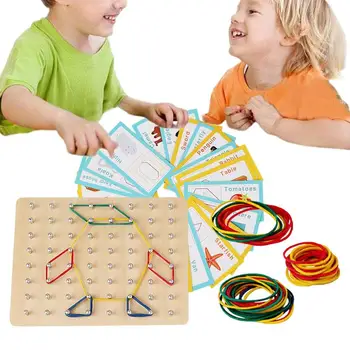 Mediniai Pegboard Žaislas Montessori Ugdymo Matematikos Manipuliavimo Bloko Įspūdį Jutimo Žaislas Geometrinis Geoboard Žaislas Vaikams