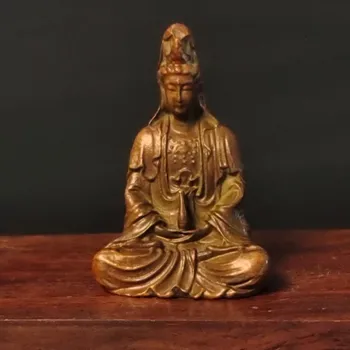 Metalo Budos Statula Miniatiūriniai Guanyin Bodhisatvos Statula Ornamentu Bronzos Retro Apdailos Budos Statula Darbalaukio Namų Puošybai