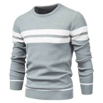 Iki 2023 m. Pavasarį, Rudenį Pullover Sweater Mens O-kaklo Kratinys ilgomis Rankovėmis, Šiltas Slim Megztiniai Vyrams, Atsitiktinis Mados Džemperis XXXL
